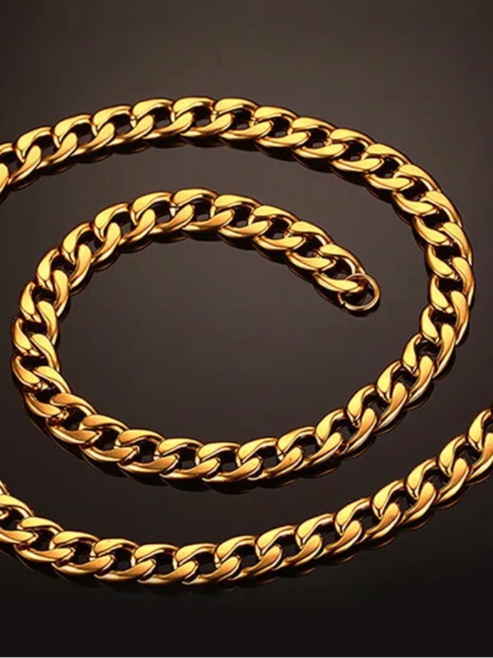 Gold Curb Chain Necklace for Women - Elegant Gold Finish